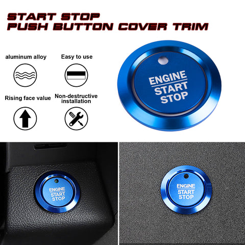 Glossy Blue Aluminum Alloy Engine Start Button Cover Trim For Ford F-150 2016-21