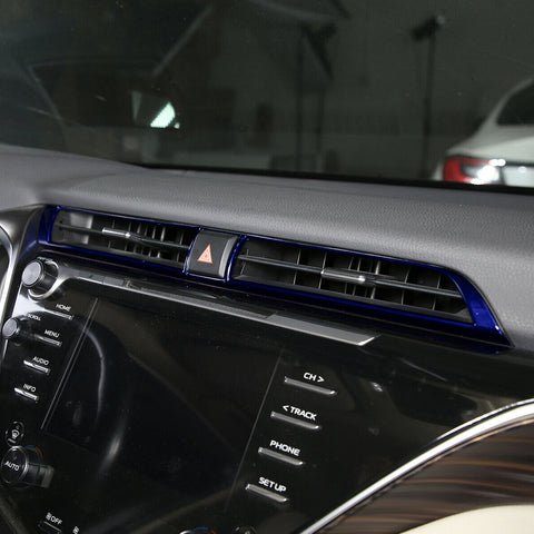 ABS Carbon Fiber / Red ABS Middle Air Vent Outlet Trim for Toyota Camry 2018 2019 2020