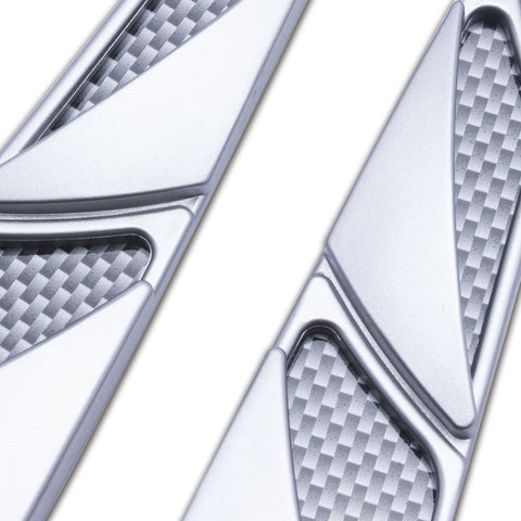 Silver Racing Style Air Flow Intake Sticker Hood Fender Vent Cover For Car Body Door Side Universal Fit Cars 1 Pair