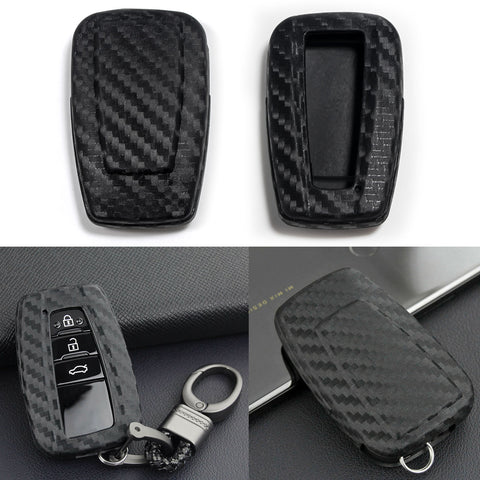 Carbon Fiber Pattern Soft TPU Key Fob Remote Case Cover for Toyota Camry Corolla GT 86 RAV4 Prius Avalon C-HR 2015-2020