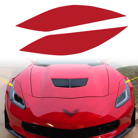 Styling Headlight Eyebrow Eyelid Cover Trim Decal Overlays Sticker for Chevy Corvette 2014-2019, Glossy Black / Glossy Red / Glossy White