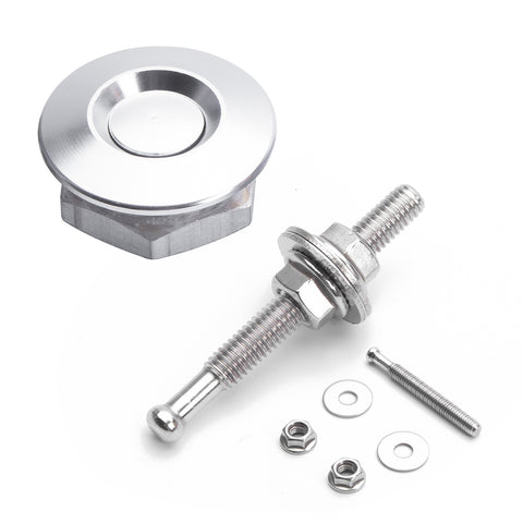 Universal Silver Car Latch Push Button Bumper Hood Bonnet Quick Release Fasteners 2Pcs/Set