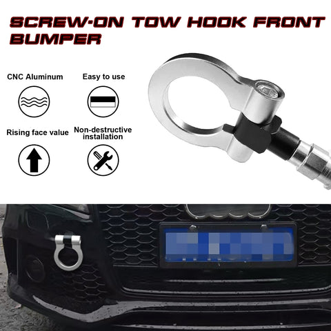 Set Anodized Alloy Silver Track Racing Style Tow Hook For Audi A4/S4 B8 2008-2019