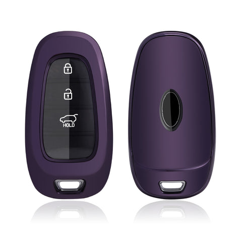 Purple Black Soft TPU Shockproof w/Button Key Fob For Hyundai Sonata 2020-2024