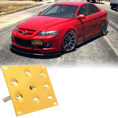 1 Set Black / Gold / Red Sporty Racing Front Tow Hook License Plate Bumper Mounting Bracket Fit for Mazdaspeed 6 2006-2007