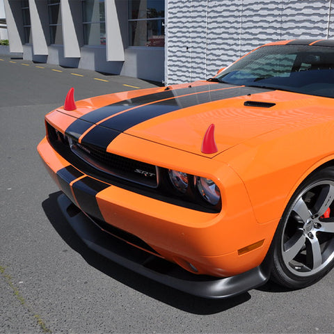 2Pcs Red Devil Bull Horn Antenna Roof Stickers Decor For Car Front Rear Bumper