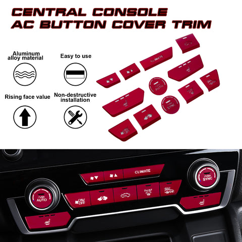 12Pcs Aluminum Center Dashboard Switch Cover Trim For Honda CR-V DX 2017-2022