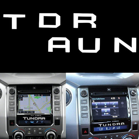 Red / White Dashboard Radio Letter Insert Overlay Vinyl Decal Sticker for Toyota Tundra 2014-2019