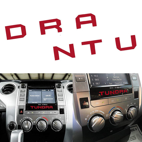 Red / White Dashboard Radio Letter Insert Overlay Vinyl Decal Sticker for Toyota Tundra 2014-2019