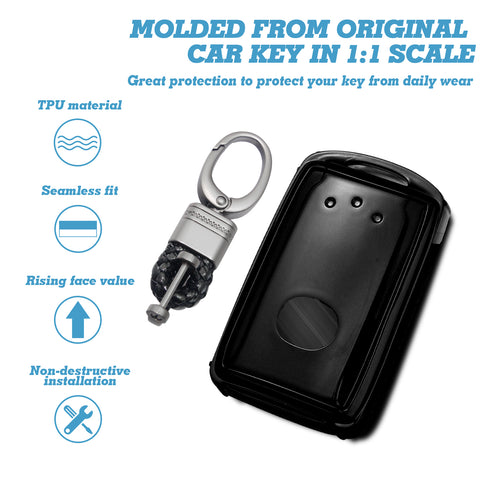 Black Soft TPU Full Protect Remote Smart Key Fob Cover For Mazda CX-9 2020-2025