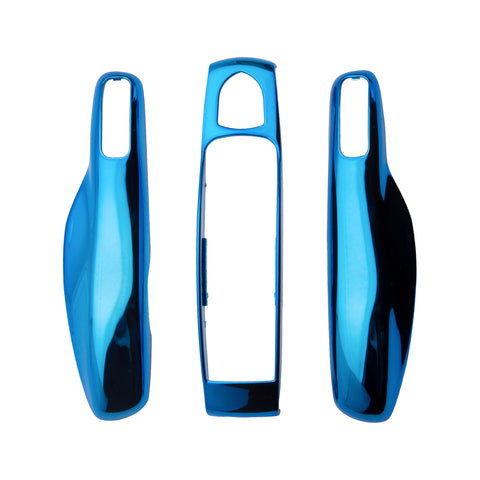 Gloss Blue ABS Smart Key Fob Cover Holder w/Keychain For Porsche Macan Carrera 911 Cayenne