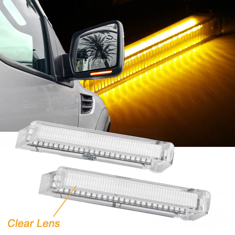 2x Smoked/ Clear Lens LED Turn Signal Light Side Marker View Mirror Indicator Lamp for Ford F-150 2004-2014 - Chrome housing