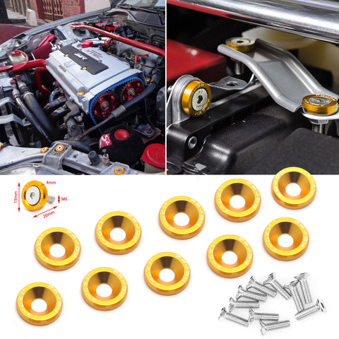 Blue / Black / Red / Gold / Purple / Silver Fender Bumper Washer Bolt, CNC Finishing Washer Engine Bay Screw Dress Up Fastener Kit