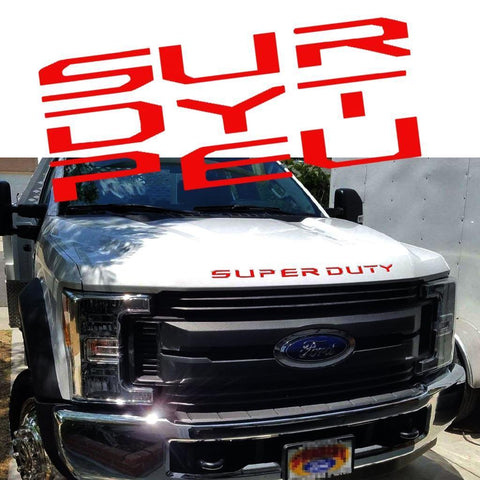 Brushed Aluminum Gold\ Brushed Silver\ Glossy Black\ Matte Black\ Glossy Red SUPERDUTY Front Hood Decal Sticker For Ford F350 2017 2018