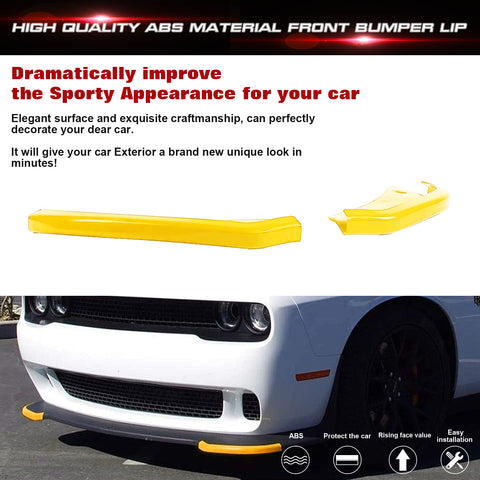 2X Yellow Front Bumper Lip Corner Molding Trim For Challenger Hellcat 2015-2023