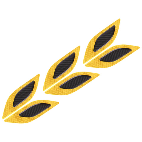 6x Yellow Carbon Fiber Pattern 3D PVC Night Reflect Car Vent Edge Bumper Decal