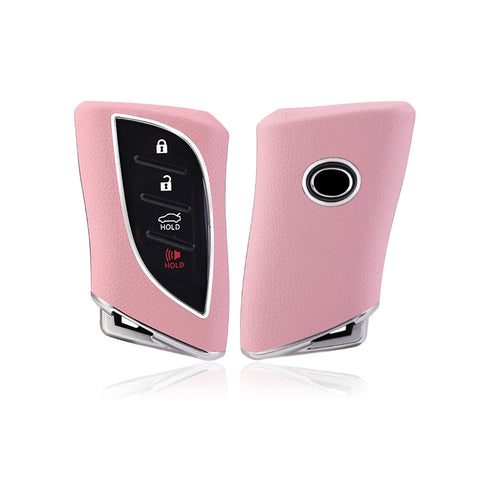 Pink TPU w/Leather Style Full Protect Remote Key Fob Cover For Lexus ES 350 18+