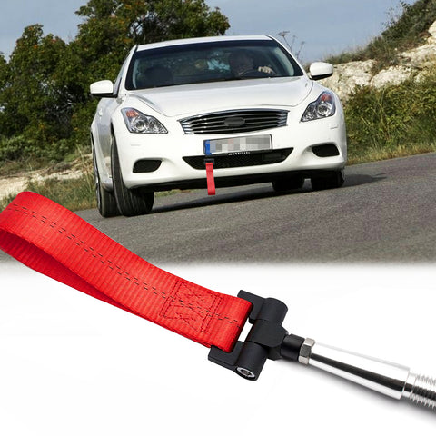 Blue / Black / Red JDM Style Tow Hole Adapter with Towing Strap for Nissan 370Z GTR Juke/Fit Infiniti G37 Q60 QX70 FX35