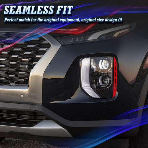 2Pcs Exterior Front Fog Light Driving Lamp ABS Molding Cover Trim For Hyundai Palisade 2020-2022, Red