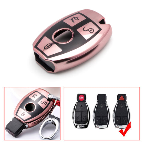 Blue/ Red/ Silver/ Rose Gold TPU Full Sealed Smart Key FOB Cover Case For Mercedes Benz C E G S M CLS CLK Class