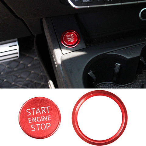 Blue/ Red Start Engine Stop Push Button Cover + Ring Fit Audi A4 A5 Q5 - S Line Style Start Stop Button Decor