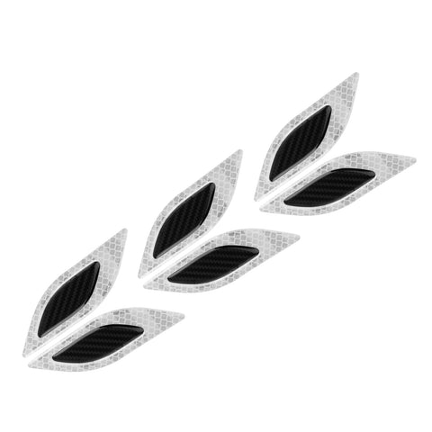 6x White w/ Carbon Fiber Pattern 3D PVC Night Reflect Car Vent Edge Bumper Decal