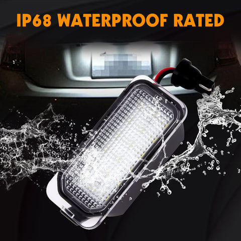 Pair OE fit LED License Plate Light Lamps Error Free Compatible with Ford Edge CMAX Ranger or Jaguar XJ XF, 18-SMD Xenon White (Replace Part# 6M2Z13550A 6M2Z-13550-A C2D16179 FO2875100)