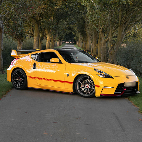 Side Door Skirt Vinyl Stripe Decal Sticker, Glossy Red Racing Sporty Graphic Style (Length 86")