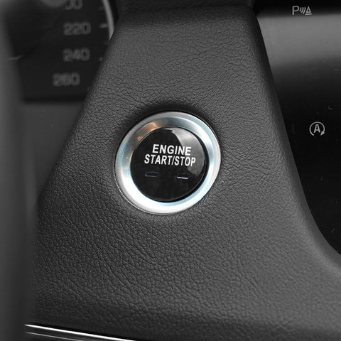 Keyless Engine Start Push Button Switch Cover Trim, Black Genuine Carbon Fiber, Compatible with Chevrolet or Cadillac or GMC 1.14"