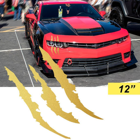 12 inch Vinyl Headlight Taillight Claw Scar Scratch Decal Monster Stripe Decor Sticker Black/ Green/ Red/ Silver