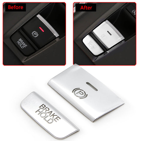 Red / Silver Aluminum Handbrake Button Cap for Honda Accord 2018-2020, Car Electronic Handbrake Parking P Gear BRAKE HOLD Frame Cover Decal Trim