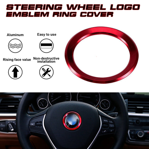 Red Aluminum Steering Wheel Logo Emblem Ring Cover For BMW 1 3 4 5 7 Series
