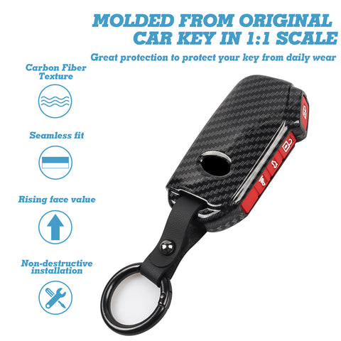 Carbon Fiber Look Full Protect Remote Key Fob Cover For Kia Sorento 2018-2022