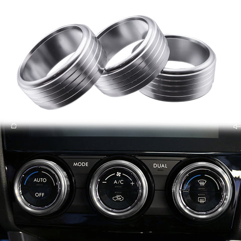 3pcs Blue/ Red/ Silver Aluminum Air Condition Switch Knob Volume Control Knob Ring Cover Trim for Subaru Imprea WRX STI 2014+