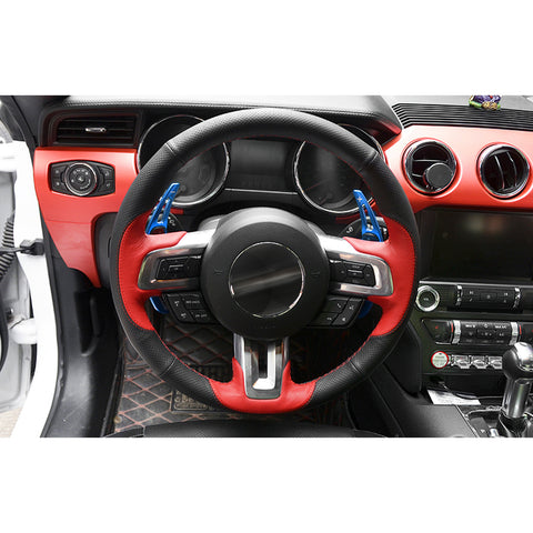 Blue Aluminum Steering Wheel Paddle Shifter Extensions For Ford Mustang 2015-up