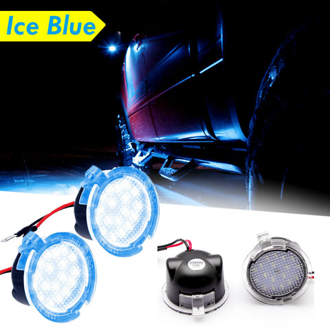 2pcs Xenon White / Ice Blue Error Free High Power LED Side Mirror Puddle Lights for Ford F-150 Raptor Explorer Expedition