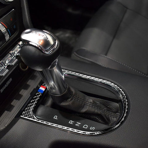 Real Carbon Fiber 3-Color Bar Gear Shift Panel Decals For Ford Mustang 2015-up