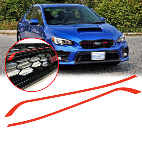 Glossy Red / Fluorescent Yellow Front Grille Pinstripe Vinyl Sticker Trim for Subaru WRX STI 2018 2019 2020, Racing Sport Front Hood Panel Pre-cut Stripe Decal Molding