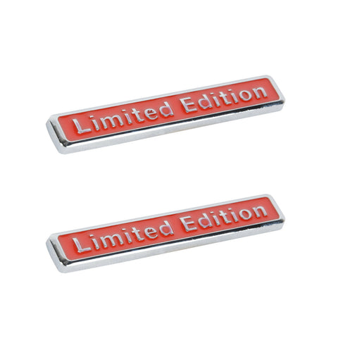 2x Limited Edition Logo Emblem Metal Badge Sticker for Car Side Door Fender Rear Trunk 2.5" x 0.4" (RED)