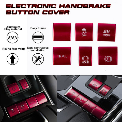 Red Aluminum Electronic Handbrake Button Cover Trim For Toyota Highlander 2020+