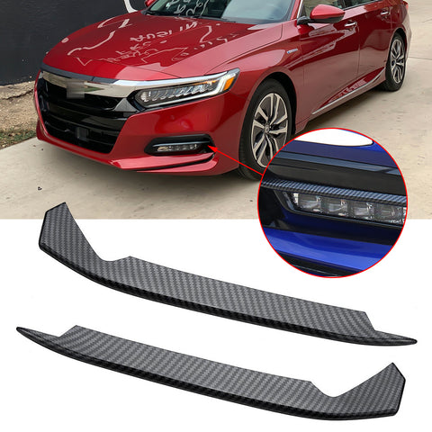 ABS Chrome / Carbon Fiber Style Front Fog Light Cover Trim Fog Lamp Eyebrow Eyelid Molding for Honda Accord 10th 2018 2019 2020
