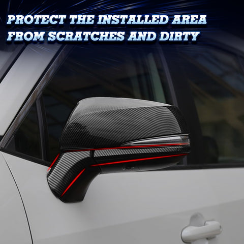 Exterior Rearview Side Mirror Strip Cover Trim Set For Toyota RAV4 2019-2024, Carbon Fiber Pattern