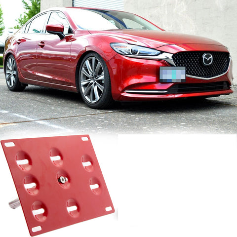 1 Set Black / Gold / Red Sporty Racing Front Tow Hook License Plate Bumper Mounting Bracket Fit for Mazdaspeed 6 2006-2007