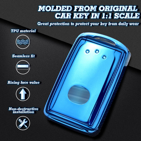 Blue Soft TPU Full Protect Remote Smart Key Fob Cover Case For Mazda 3 2019-2025