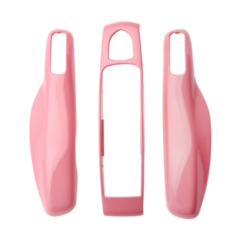 Gloss Pink ABS Smart Key Fob Cover Holder w/Keychain For Porsche Macan Carrera 911 Cayenne