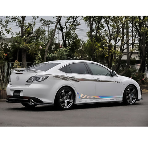 78" Reflective Car Door Body Side Door Vinyl Stripe Graphic Decal Sticker Colorful Checkered Racing Flag Style 2Pcs