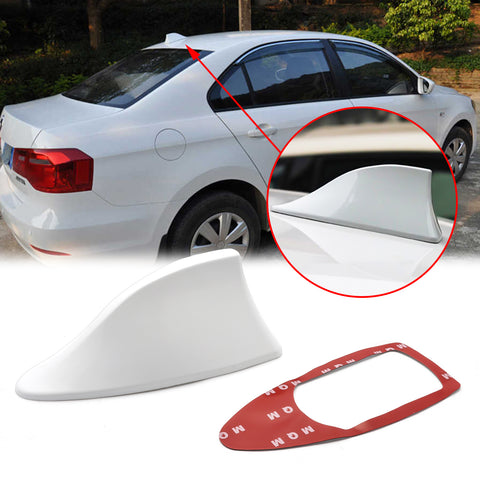 Black/White Car Antenna Shark Fin Antenna AM FM Radio Signal Aerial Adhesive Tape Base Super Functional Universal Car SUV Truck