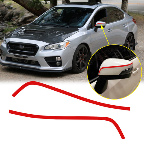 Fluorescent Yellow / Glossy Red Side View Mirror Pinstripes Vinyl Sticker for Subaru WRX STI 2015-2020, Sporty Pre-cut Stripe Decal Trim