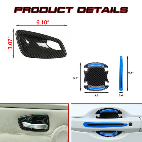 Set Inner + Exterior Door Handle Bowl Cover Trim For BMW 3 Series E90/E91 Sedan