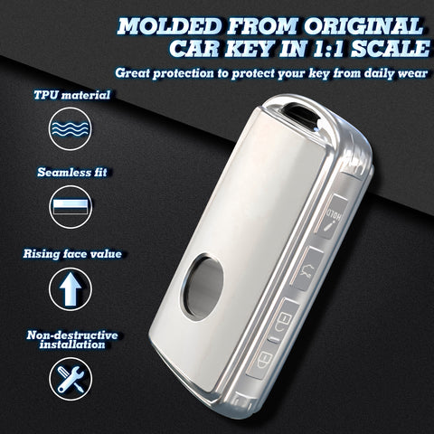 White TPU Sand Leather Full Protect Remote Key Fob Cover For Mazda CX-9 2020-23